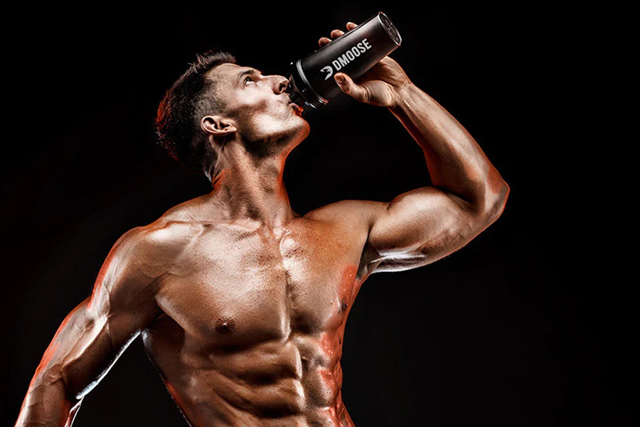 An image featuring a fitness enthusiast drinking a post-workout