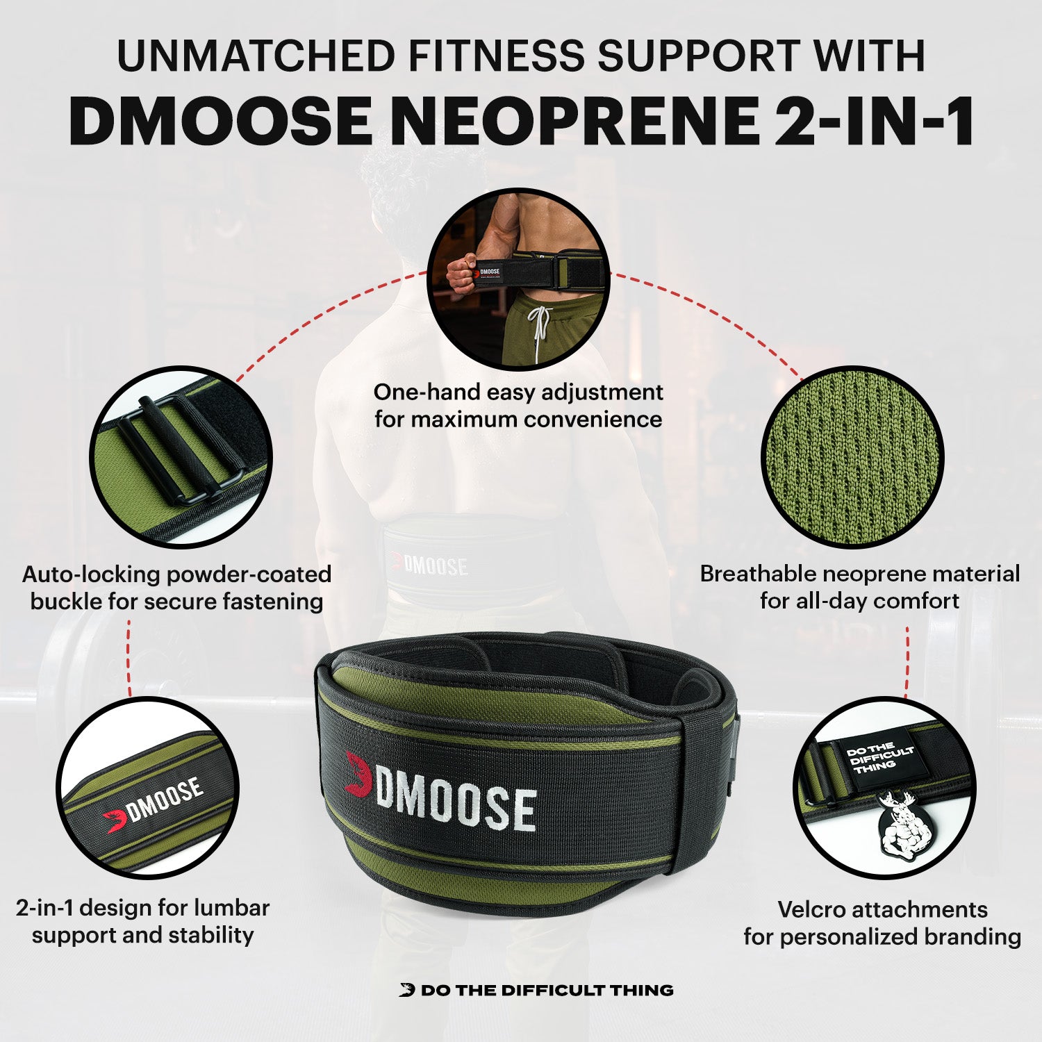 DMoose Weight Lifting Belt, Improve Your Weightlifting & Powerlifting  Technique, 5 mm Thick, Genuine Leather, Fully Adjustable, Stainless Steel