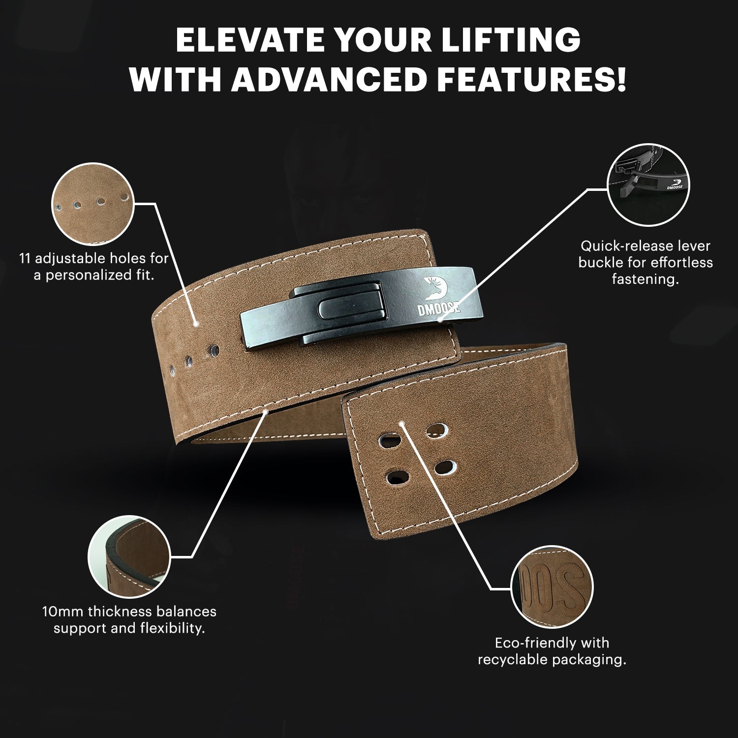 TUFF Lever Weightlifting Belt, Premium Leather