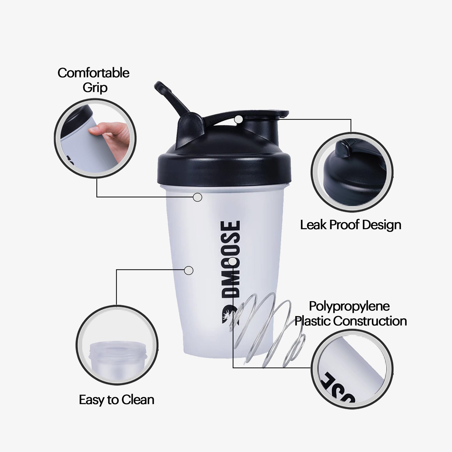 Sports Shaker Water Cup With Small Metal Stirring Ball, Protein